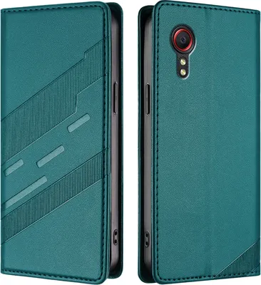 Produktbild von Hülle für Samsung Galaxy XCover 5, Kunstleder Brieftaschen Handyhülle mit Kartenfach und Standfunktion Grün
