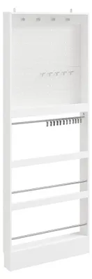 SoBuy Wandgarderobe FHK39-W weiß mit 4 Regalen und Metallstangen im modernen Design