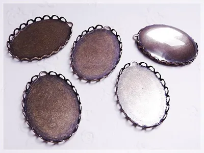 Produktbild von Vintageparts Fassung 25 x 18 mm Cabochon Messing antik Bronze 26 mm, 5 Stück