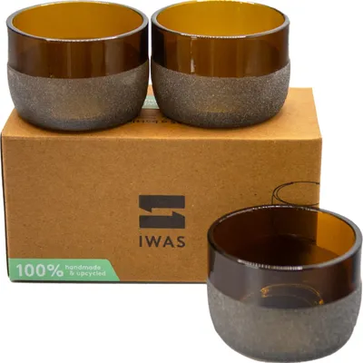 Produktbild von IWAS Upcycling Multifunktions-Schalen - 300 ml - Set von 3 - Nachhaltige Glasschalen - Umweltfreundlich - Auburn