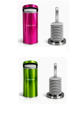 Produktbild von Senseo James Premium Paddose für 18 Kaffeepads, neues Design, Dose, Pad, 2er Pack + 2 Padhalter Edelstahl