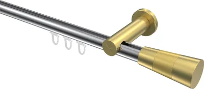 Produktbild von Interdeco Innenlaufstange / Gardinenstange mit Innenlauf Chrom / Messing-Optik, Typ Platon Tanara (Konus), 20 mm Ø 1-läufig, 400 cm