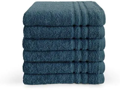 Imagen del producto de Juego de 6 toallas Unyqoos® Byrklund, calidad hotelera – 100% algodón (BCI), 500 g/m², 50 x 100 cm, color azul oscuro