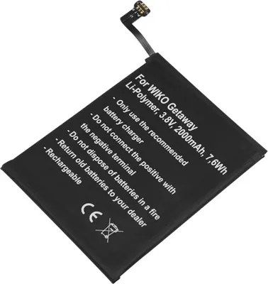 Produktbild von Avizar, Ersatzakku Wiko Getaway Li-Polymer 2000mAh 3,8V 7,6Wh kompatibel, Schwarz