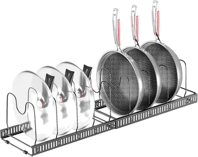Image de Support pour couvercles de casseroles avec 10 compartiments réglables, boîte de rangement, pour la cuisine