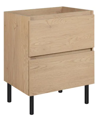 Image de Armoire de salle de bain de 60 cm + pieds de meubles, couleur : chêne clair, dimensions : 60 x 46 x 80 cm, hauteur des pieds : 7 cm