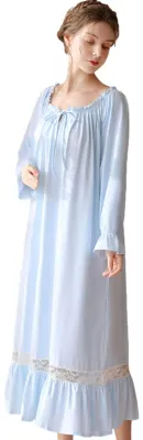 Imagen del producto de Solidchoice - Camisón de algodón para mujer con detalles de encaje