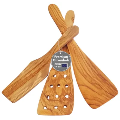 Produktbild von TOPANBIETER999 Wender Set 3-tlg. Olivenholz hochwertig nachhaltig Pfannenwender