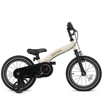 Zdjęcie produktu dla Deryan Luxe Rower dziecięcy 14 cali - 3w1 - Rowerek biegowy - Piaskowy