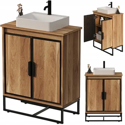 Immagine prodotto di Mobile bagno loft a due ante con ripiano da 82 cm e mensola