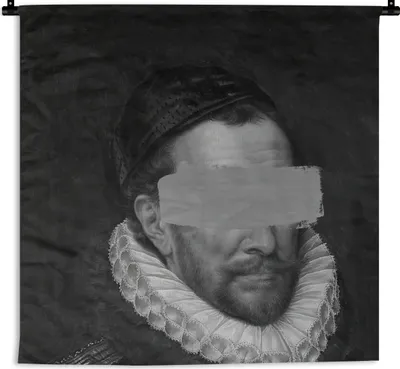 Produktbild von MuchoWow® Wandteppich Wandbehang Porträt von Wilhelm I. - Adriaen Thomasz - Schwarz und Weiß 150x150 cm Tapisserie Dekoration Wandtuch - Wohnaccessoires - Modernes