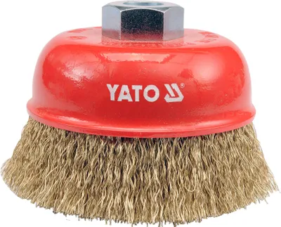 Image de Brosse ronde avec filetage M14, 100 mm, fil de laiton ondulé
