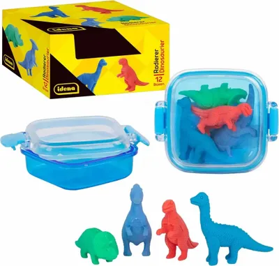 Produktbild von Radierer in Box 4 Dinosaurier, Radiergummis in Form von Dinosauriern