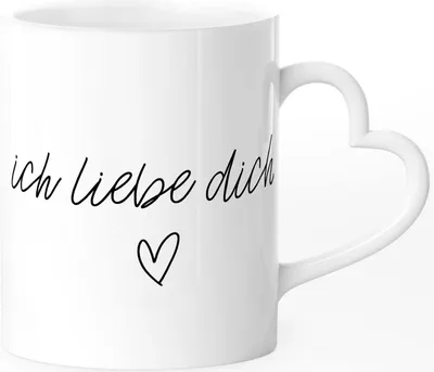Produktbild von Kaffee-Tasse mit Herz-Henkel Ich liebe Dich Herz Liebeserklärung Geschenk Valentinstag Frau Freundin Mann Freund SpecialMe® weiß Herz-Tasse