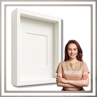 Immagine prodotto di Cornice 3D profonda 35x45 cm per foto di artigianato in muschio, colore bianco