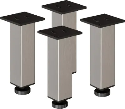 Produktbild von 4er Set sossai Höhenverstellbare Aluminium Möbelfüße 200mm in Edelstahl Optik Schrankfüße Sockelfüße
