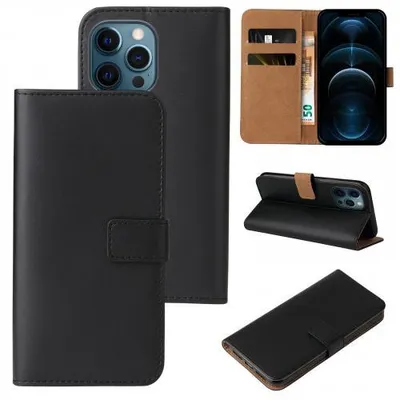 Produktbild von Kunstleder Flip-Hülle für Smartphones - Farbe: Schwarz - Modellkompatibilität: Für Apple iPhone 12