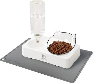 Produktbild von Famanu Katzennapf aus Edelstahl, kippbar, mit Futtermatte