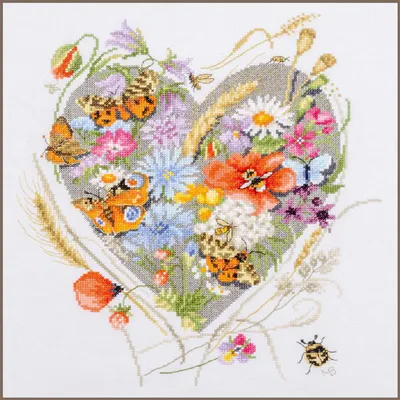 Obrázek produktu pro Sada pro vyšívání křížkovým stehem Lanarte „Marjolein Bastin, A Heart for Flowers“, 32 x 35 cm