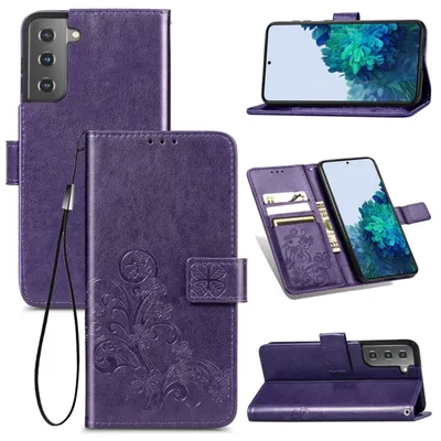 Immagine prodotto di Custodia König Design compatibile con Samsung Galaxy S22 5G, realizzata in ecopelle, di colore viola