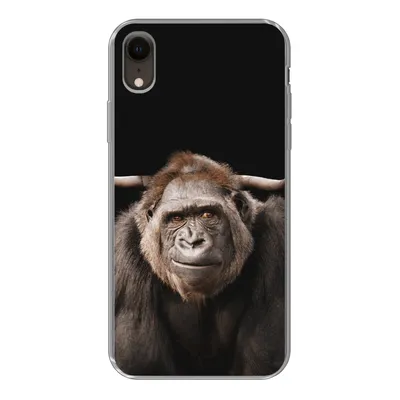 Produktbild von MuchoWow® Handyhülle Schutzhülle Hülle für iPhone XR Affe - Schottischer Highlander - Schwarz Silikon Softcase Handy Hülle - Schutzdeckel