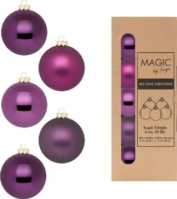 Produktbild von Weihnachtskugeln Glas 6cm 20 Stück - Purple Deluxe