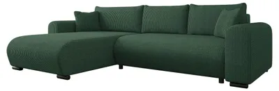 Produktbild von MIRJAN24 Ecksofa Merkos Cord, Wohnzimmer L-Form mit Bettkasten und Schlaffunktion, Holzkonstruktion, Seite universal (Farbe: Poso 14)