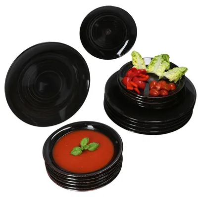 Produktbild von Coffeeblack 18tlg. Teller Set 6 Pers. schwarz Kuchenplatte, Suppen- & Essteller