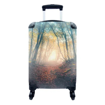 Produktbild von MuchoWow® Koffer Handgepäck Trolley Rollkoffer Kleine Reisekoffer mit 4 Rollen - Wald - Nebel - Sonne - Herbst - Cabin Size < 55x40x23 cm & 55x40x20 cm - Fotokoffer - Kabinenkoffer - Boardgepäck - Reise-Box - Reisekoffer - Reisegepäck - Koffer mit Bild - Trolley für Kinder