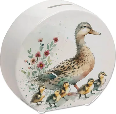 Produktbild von Keramik Spardose Ente mit Küken Gelb 13x14x5 cm