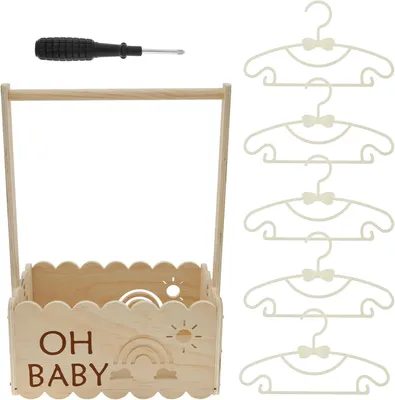 Produktbild von Babykorb aus Holz mit Griff, für Babyparty, zur Aufbewahrung