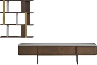 Immagine prodotto di Set da salotto marrone Robusto mobile TV Ripiani in legno di design