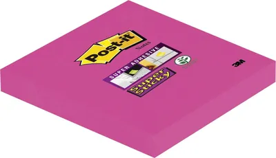 Image de Post-it notes adhésives Super Sticky Notes 76 x 76 mm ultra-rose 1 bloc de 90 feuilles