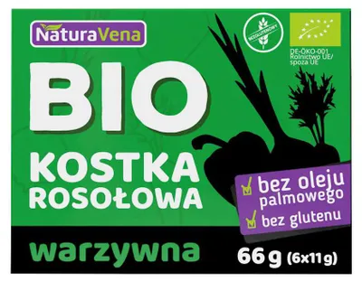 BULION - KOSTKI WARZYWNE BEZGLUTENOWE BIO (6 x 11 g) 66 g - NATURAVENA