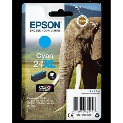 Immagine prodotto di EPSON T2432 XL Cyan Ink Cartridge - Elephant (C13T24324012)