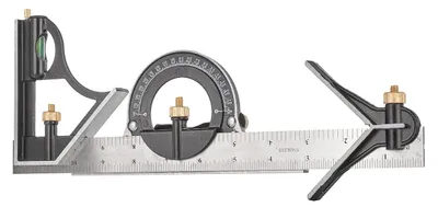 Produktbild von Kombinationswinkel 4-in-1 300 mm mit Lineal, Winkel, Wasserwaage & Messschieber