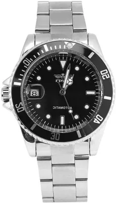 Produktbild von Mechanischer Herrenarmband - Automatisches Uhrwerk - Tages- und Datumsanzeige - Stahlband - 41mm Gehäuse - Schwarz