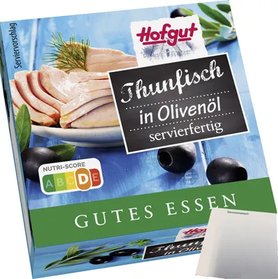 Produktbild von Hofgut Thunfisch in Olivenöl (80g Dose) + usy Block