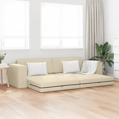 Produktbild von Boden Sofa Bett 2-in-1 Creme 245x150x60.5 cm Stoff, Schlafsofas DesignMöbel Neu