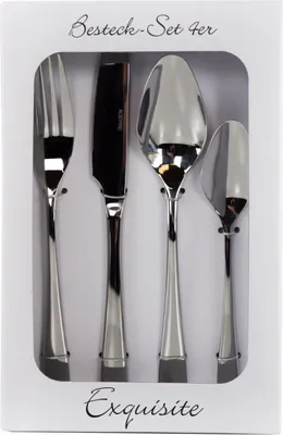 Produktbild von Besteckset aus Edelstahl in Silber 4-tlg. Essbesteck im Geschenkkarton