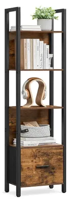 Produktbild von Braun-schwarzes Bücherregal 5 Ebenen aus Holz 24x40x165 cm