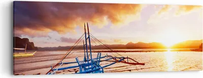 Produktbild von Bild auf Leinwand - Leinwandbild - Ufer Boot Strand - 90x30cm - Wand Bild - Wanddeko - Wandbilder - Leinwanddruck - Bilder - Kunstdruck - Wanddekoration - Leinwand bilder - Wandkunst - AB90x30-3905