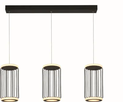 Produktbild von Hängeleuchte Metall LED H: max. 150 cm Schwarz Weiß länglich warmweiß 3000 K 996 lm Modern Pendelleuchte