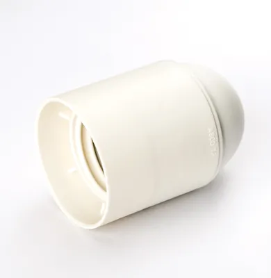 Obrázok produktu pre Objímka E27 Plastová objímka z PVC Objímka, Ø 39 mm, výška 55 mm, biela