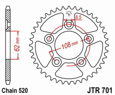 Obrázek produktu pro Ozubené kolo JT 43T 520 JTR701.43
