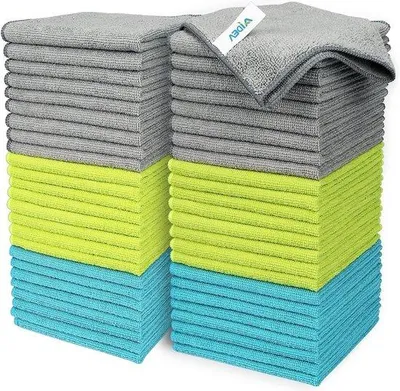 Produktbild von Famanu Mikrofasertücher 50 Stück - Plüschfrei und Streifenfrei - Waschbare Reinigungstücher für Zuhause, Küche, Auto, Fenster - 30 x 30 cm