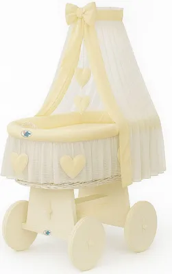 Image de Panier à langer avec rideau - panier en osier - naturel et confortable pour les bébés jusqu'à 9 mois