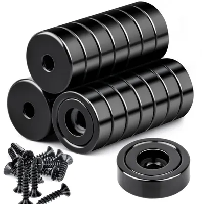 Neodym-Magnete 16x5 mm, 22 Stk., 8 kg Haftkraft, schwarz