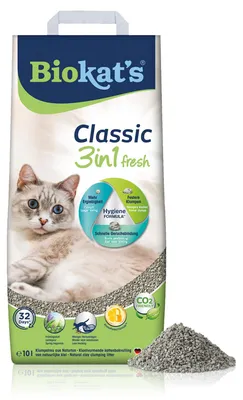 Productafbeelding van Biokat's Classic Fresh 3in1 met lentegeur - Klontvormende kattenbakvulling met 3 functies