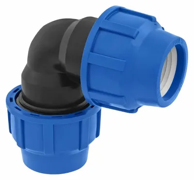 Image de Raccord coude en PE de 25 mm, angle de 90 degrés, pression nominale PN16,  DVGW pour l'eau potable
